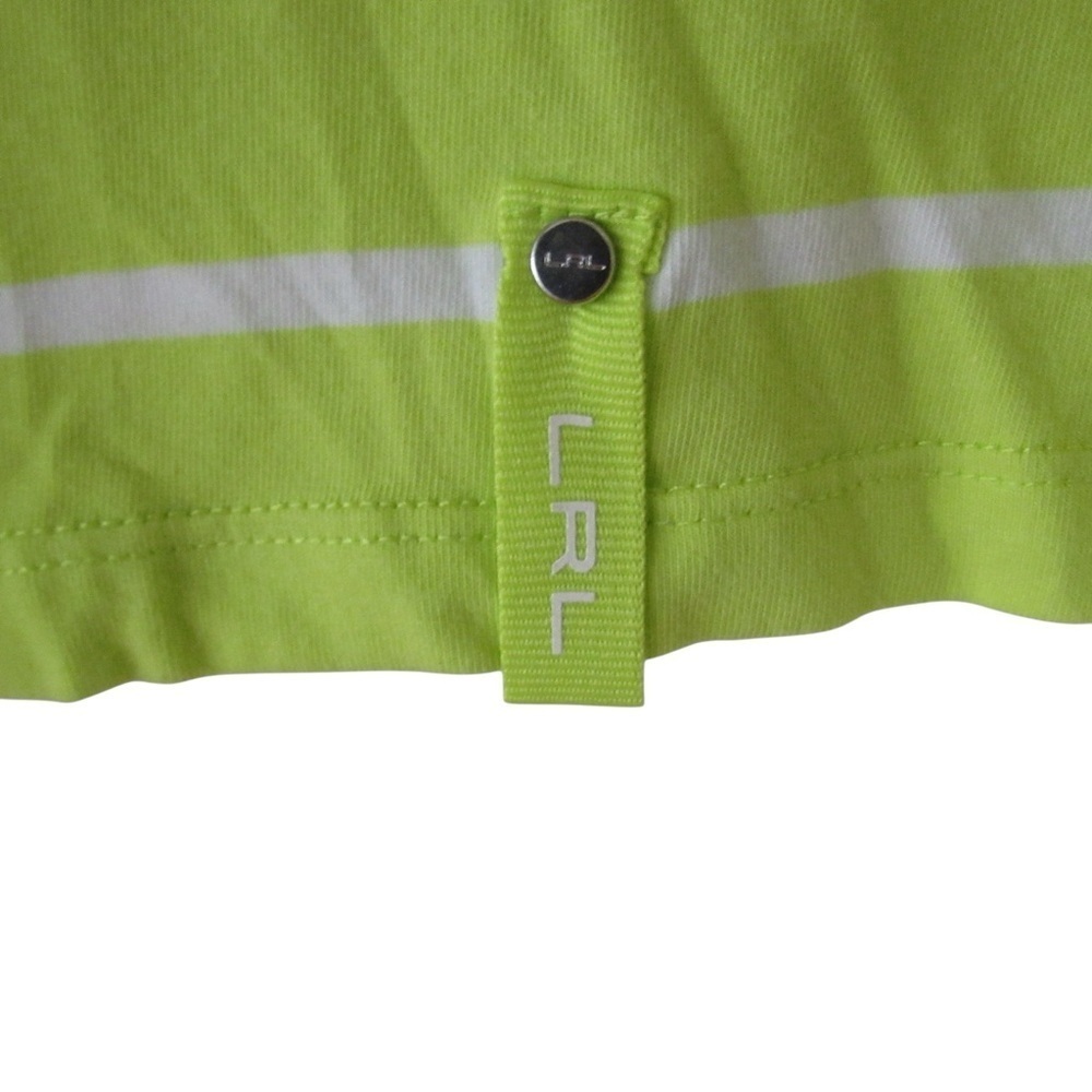 Lauren Ralph Lauren Striped Short Sleeve Tee XL Neon Yellow White Crewneck - Picture 7 of 9